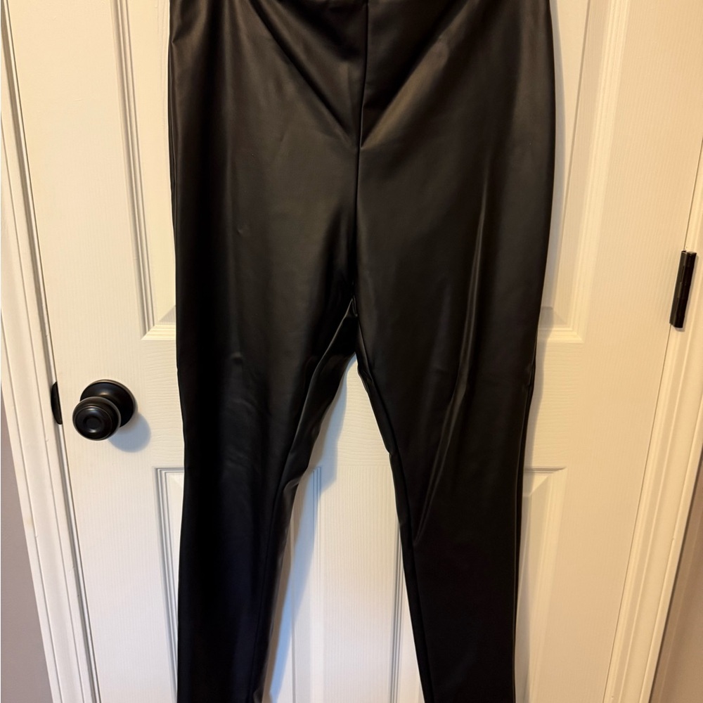 NWOT - Black Faux Leather Leggings / Skinny Fit Pants (A New Day) Size L